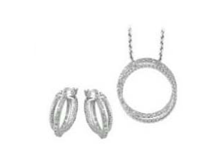 Rhodium Plated | CZ Studded Pendant Sets